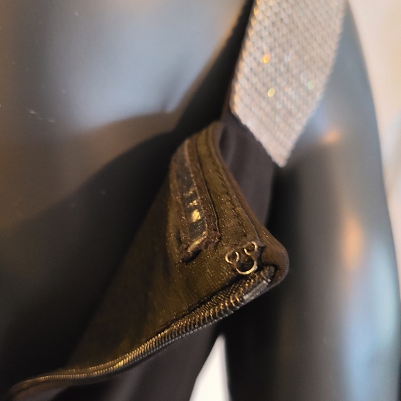 K&M Richards Asymmetric Jumpsuit with Overlay and Rhinestone Shoulder Strap - Picture 4 of 12